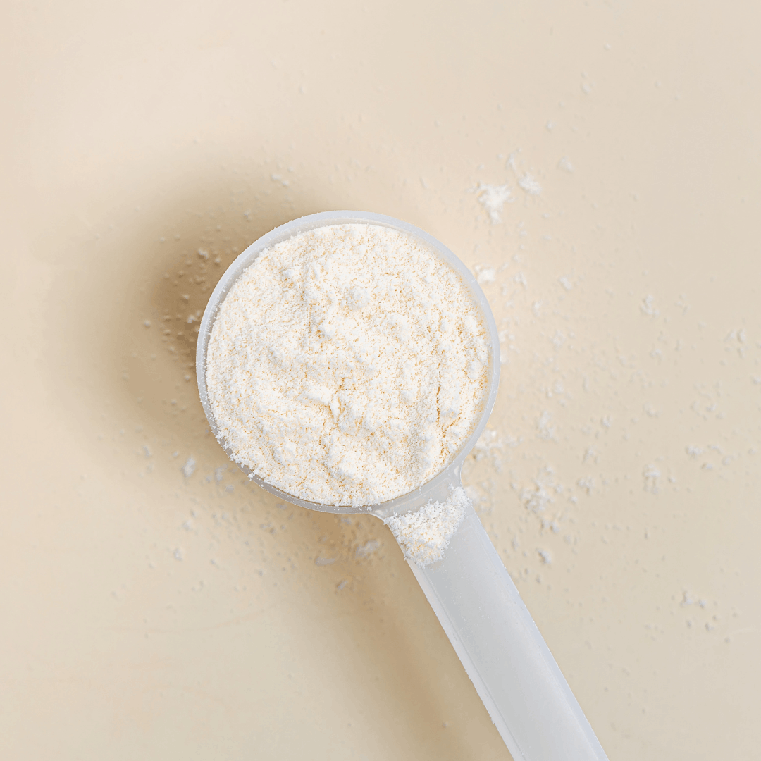 Scoop of hydrolysed collagen powder supplement for use during pregnancy