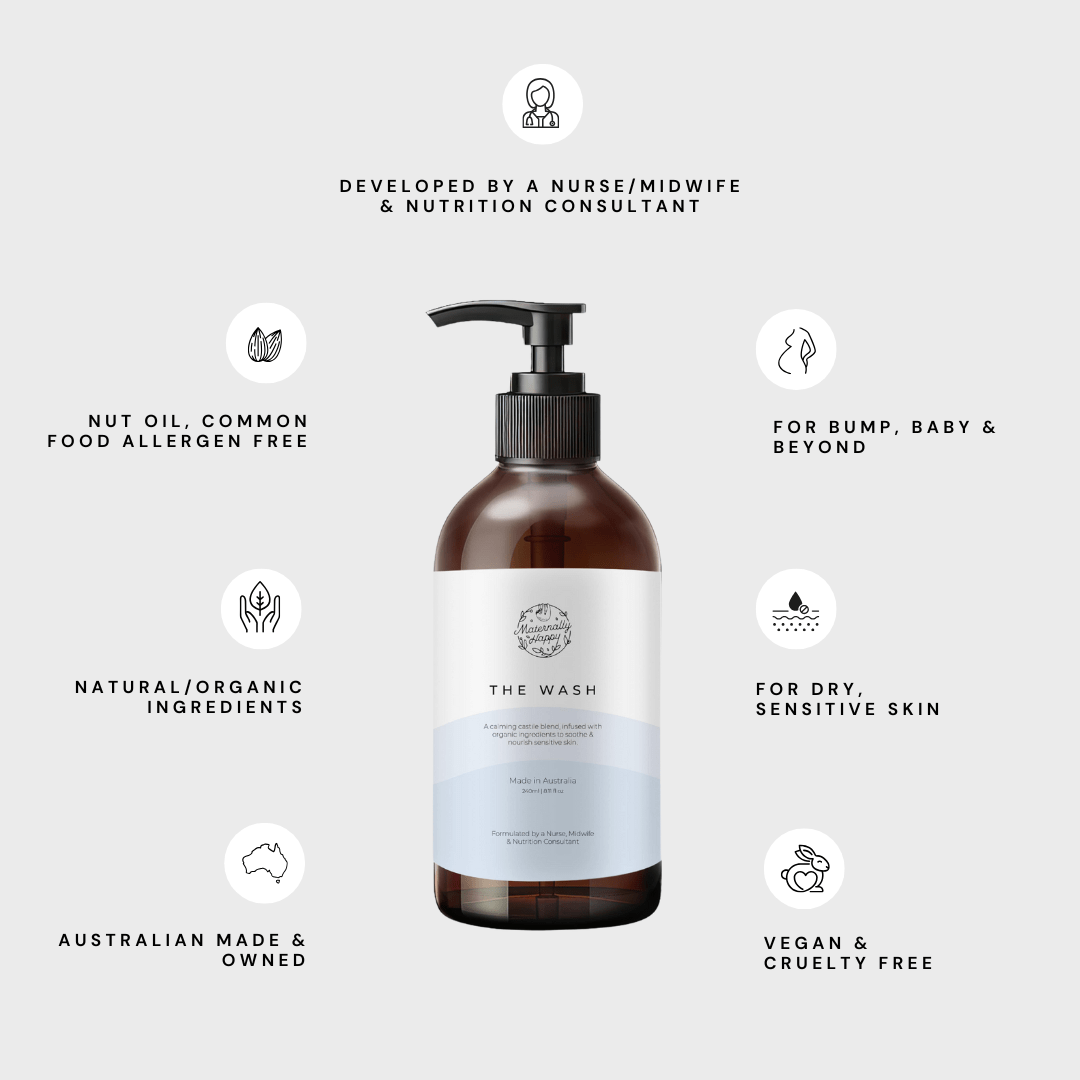 The Wash – vegan, cruelty free, nut oil free, natural and organic ingredients – safe for bump, baby and sensitive skin