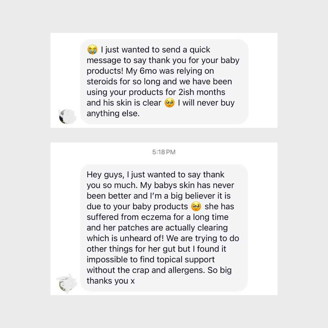 Customer review of The Wash – improved baby eczema and cleared skin after using allergen-free wash