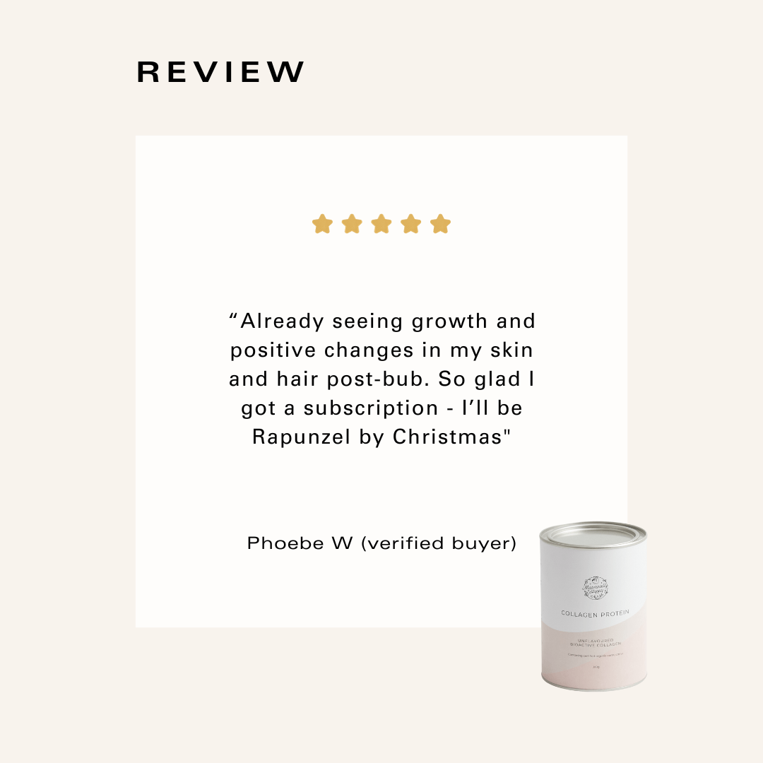 Customer review – collagen protein supported hair growth and skin recovery postpartum