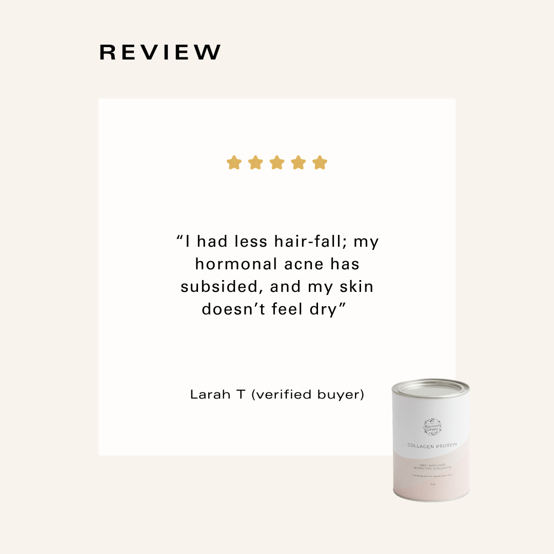 Customer review – collagen powder reduced hair fall, cleared hormonal acne and improved skin hydration
