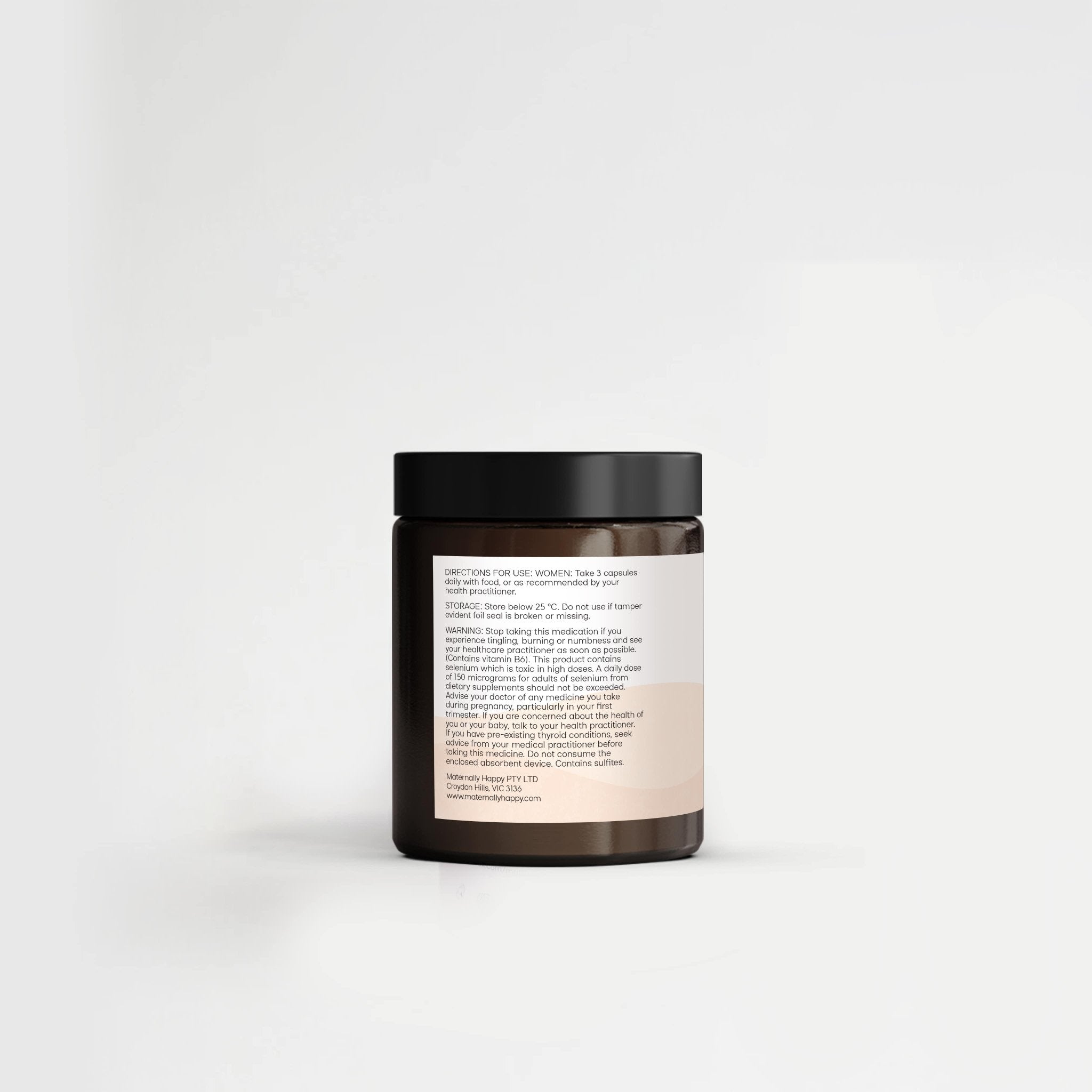 The Prenatal supplement – Australian-made prenatal vitamin with dosage instructions and full nutrition panel