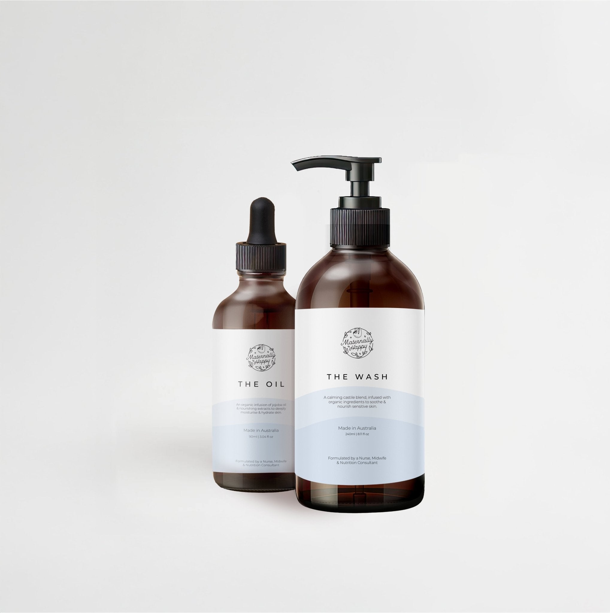 The Natural Skin System – Australian-made organic baby oil and body wash – vegan allergen-free skincare set