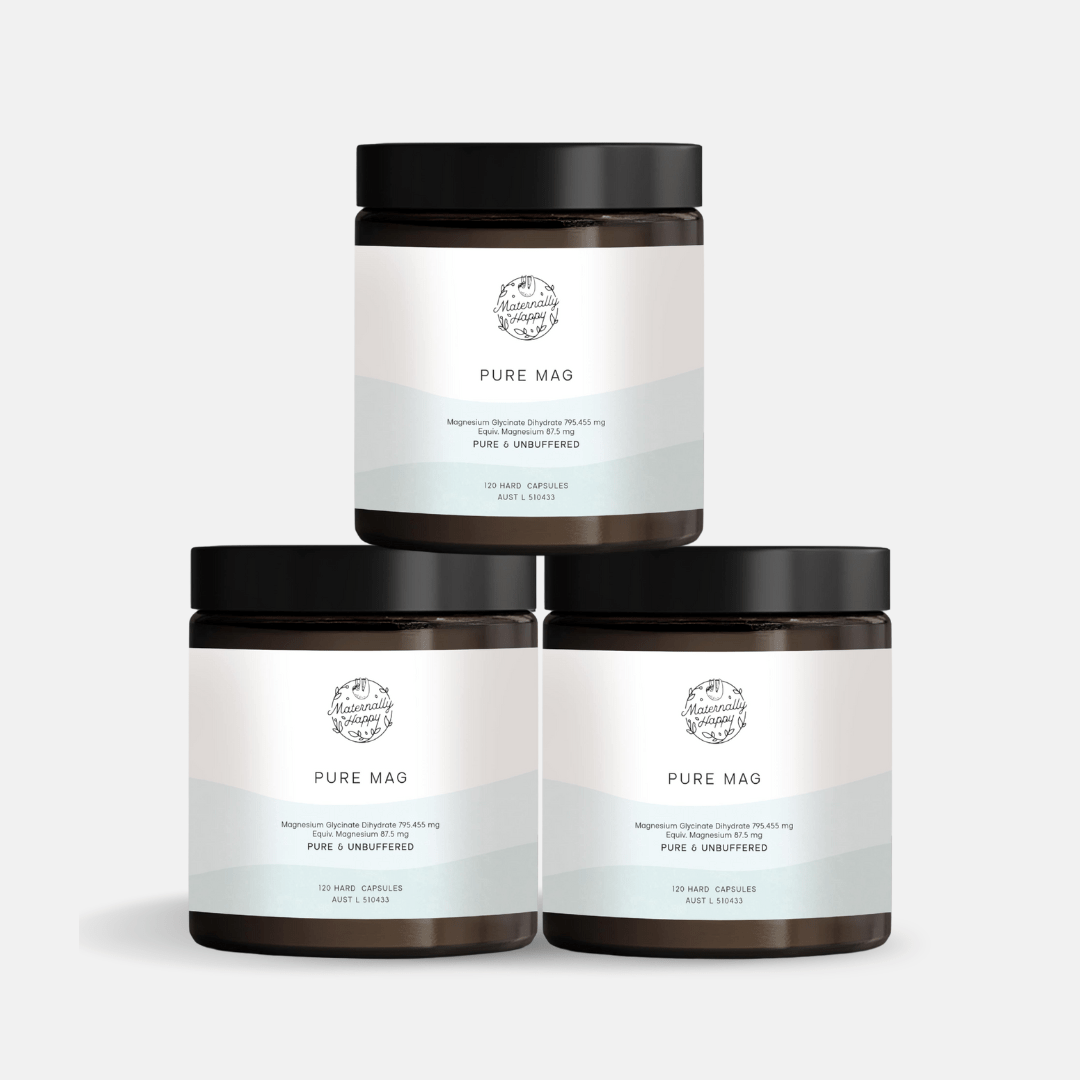 3 bottles of Pure Mag - unbuffered magnesium glycinate, 3 month supply